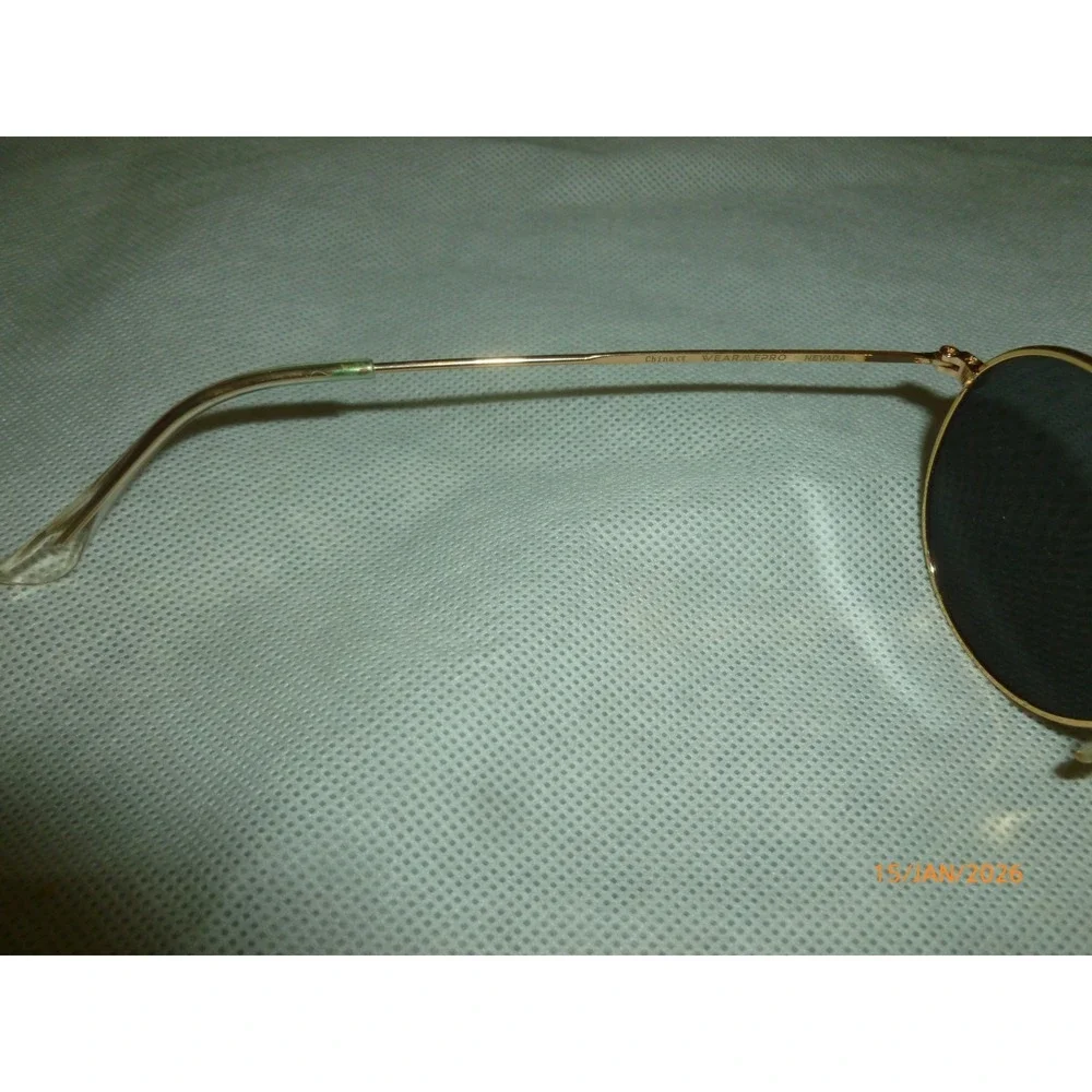 WearMe Pro Nevada Round Gold Metal Frame Sunglasses‎ Dark Tinted Lenses Retro